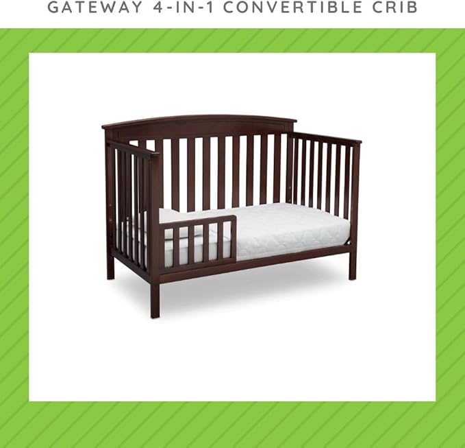 Toddler Bed Safety Guard Rail Compatible with Delta Children Convertible Cribs - Solid Wood Rail for Convertible Crib to Toddler Bed Conversion - Safety Guard Rail (Dark Chocolate - 207, #0080)