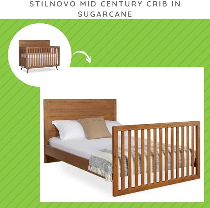 Full-Size Conversion Kit Bed Rails for Evolur Cribs - Solid Wood Crib Convertible Kit to Kids Bed - Transitional Style Rails & Easy-to-Install Child Essentials for Safety (Sugar Cane)