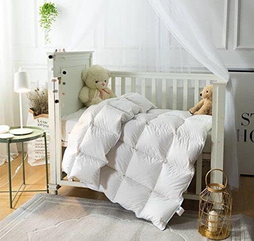 Continental Bedding Toddler Comforter, Microfiber Duvet Insert, Sleep Blanket with Cotton Shell, Fits Standard Crib, Toddler Bed, 39x47 Inches, White