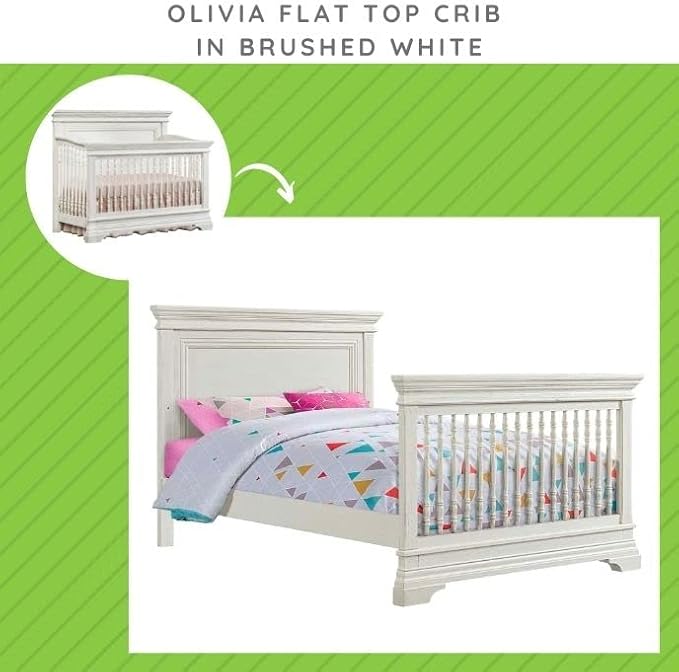 Full-Size Conversion Kit Bed Rails for Westwood Design Convertible Cribs - Solid Wood Rail - Toddler & Adult Bed Rail for Full-Size Beds - Essential Nursery & Baby Furniture (Brushed White, Option 1)