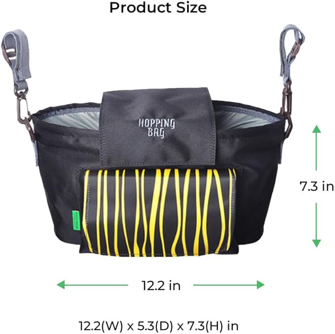 carrotez Universal Stroller Caddy – Large Capacity Organizer with Cup Holders & Front Wipes Pocket