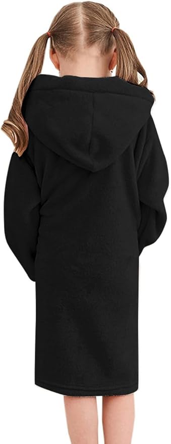 Girls Fleece Hooded Robes, Kids Soft Premium Fuzzy Bathrobe for Gifts, 2-12 Years