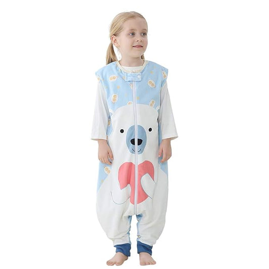 MICHLEY Toddler Sleeping Sack with Feet Newborn Infant Sleeveless Sleeping Bag 2-way Zipper Baby Wearable Blanket for Walkers,Bear,1-3T