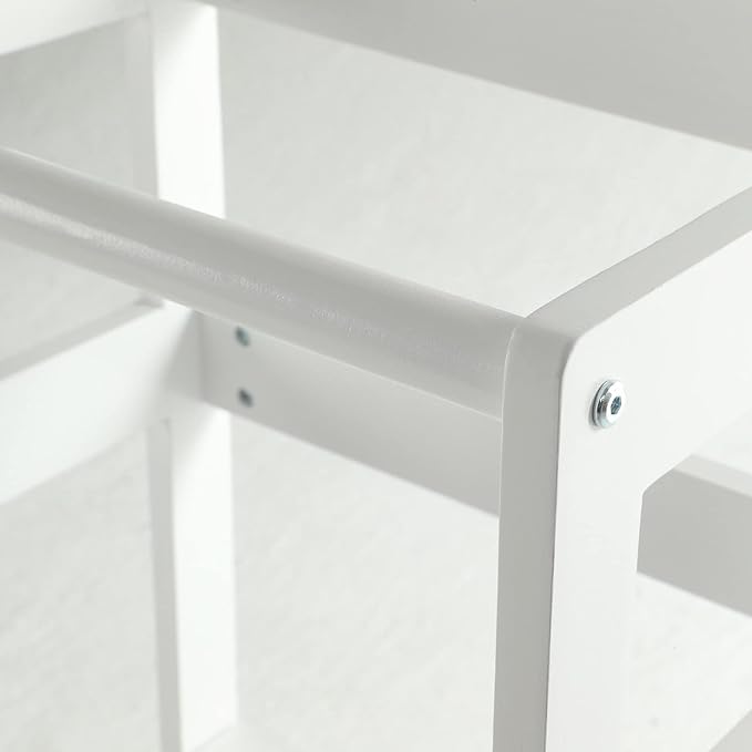 Mother's Helper Adjustable Height Step Stool, Kids Learning Toddler Tower With Safety Rail for Kitchen Counter, Montessori Stool (White)