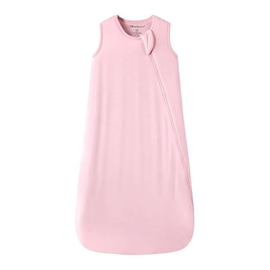 Mosebears Unisex Baby Sleep Sack 1.0 TOG, Supersoft Rayon Made from Bamboo Wearable Blanket with 2-Way Zipper (Blush,6-18 Months)