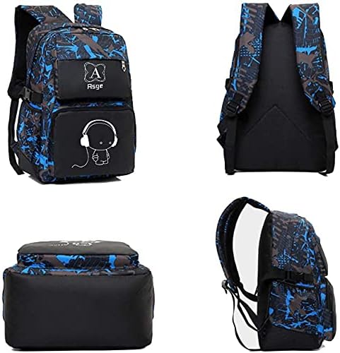 Asge Backpack for School Boys Backpacks for Kids Camo Bookbag for Middle School Bags Waterproof Travel Back Pack (Blue) | for School, Backpacks, for Kids, Bookbag, for Middle School, Bags