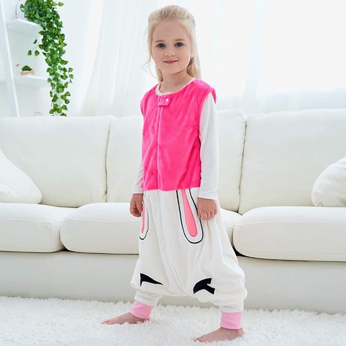 MICHLEY Toddler Sleeping Sack with Feet Newborn Infant Sleeveless Sleeping Bag 2-way Zipper Baby Wearable Blanket for Walkers,Rose Red Rabbit,1-3T