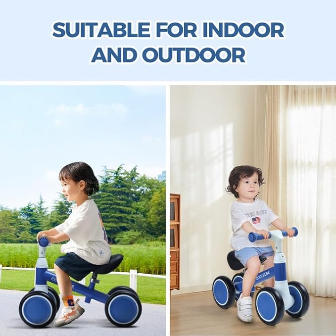 COOLBEBE Baby Balance Bike for 1 Year Old Boys Girls Gift, 2 Year Old Toddler Balance Bike with 4 Silent Wheels, One Year Old Birthday Gift Children for 12M-36M Pre-School