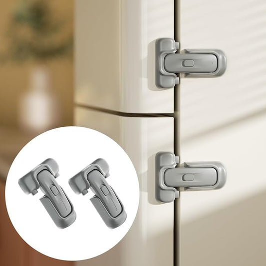 SAFELON 2 Pcs Baby Safety Refrigerator Lock, Child Proof Fridge Door Lock, Protect Refrigerators with Damaged Sealing Strips, No Tools Required (Grey)