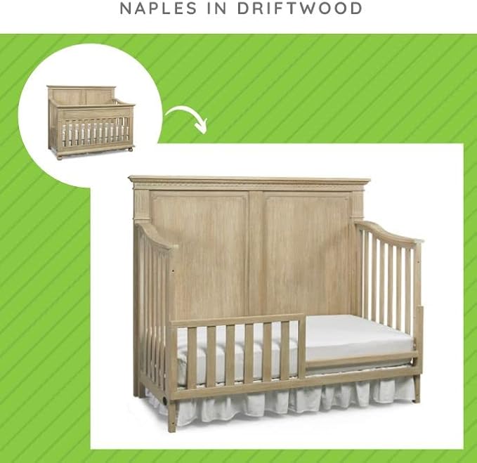 Toddler Bed Safety Guard Rail for Dolce Babi Convertible Cribs - Solid Wood Rail for Convertible Crib to Toddler Bed Conversion - Safety Bed Rail for Children (Driftwood)