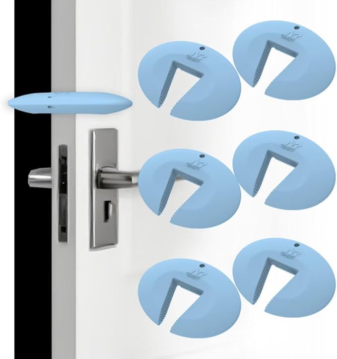 Neobay Door Pinch Guard and Door Slam Stopper, Durable Silicone Door Finger Pinch Guard, Prevents Slamming on Even Heavy Doors, Non-Toxic & Pet Friendly, Blue, 6 Packs