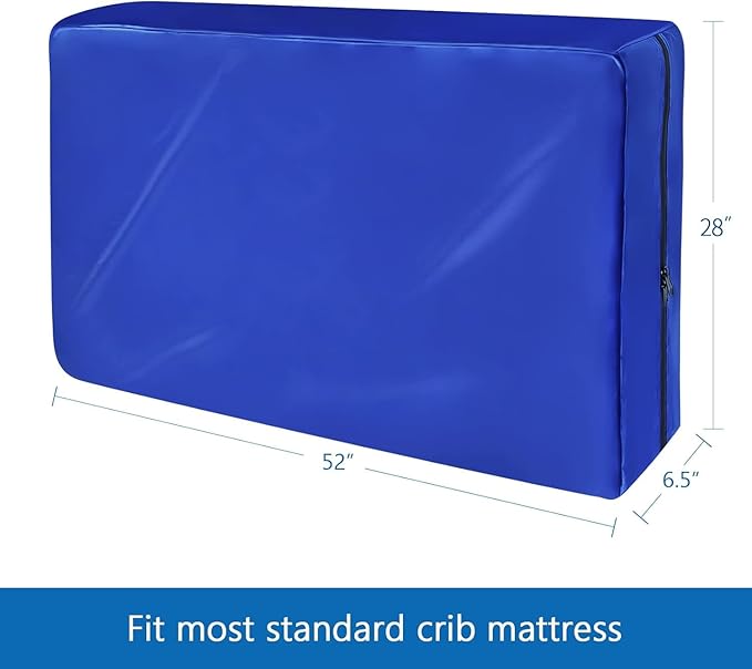 Waterproof Heavy Duty Crib Mattress Moving Bag with Strong Zipper - Reusable Crib Mattress Cover for Moving, Blue, 2 Pack