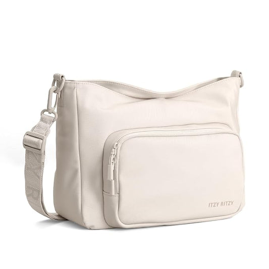 Itzy Ritzy Belong Cargo Caddy - Attaches to Stroller or Wagon; Also Includes Shoulder/Crossbody Strap (Cream)