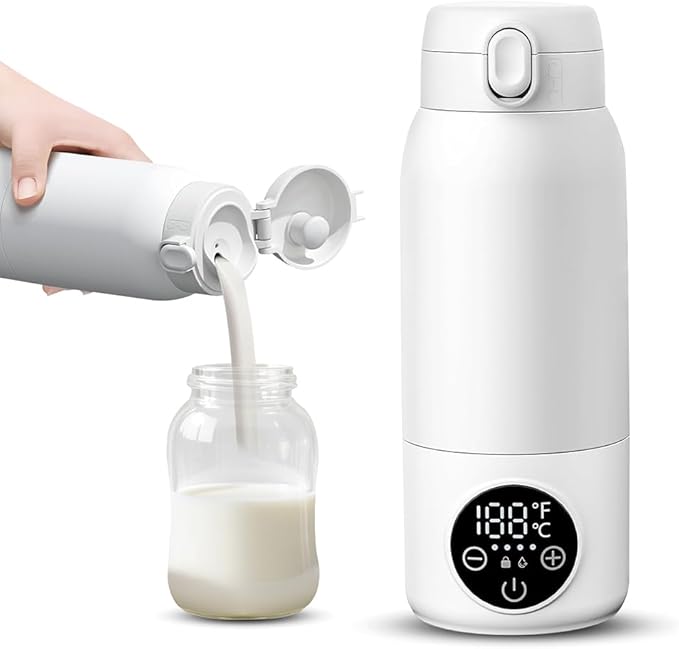 Fast Heating Portable Bottle Warmer, Portable Milk Warmer for Travel 17oz Fast Charging & Cordless Smart Temperature Control, for Vehicle,car,Airplane Journey