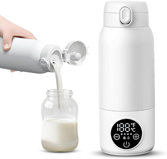 Fast Heating Portable Bottle Warmer, Portable Milk Warmer for Travel 17oz Fast Charging & Cordless Smart Temperature Control, for Vehicle,car,Airplane Journey