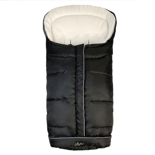 CozyMe Winter Stroller Blanket Evolution, Stroller Footmuff, 3-in-1 Waterproof Toddler Stroller Bunting Bag Fits Most Pushchairs and Joggers, Central Open, Reflective Strip Design, 6M - 36M, Black