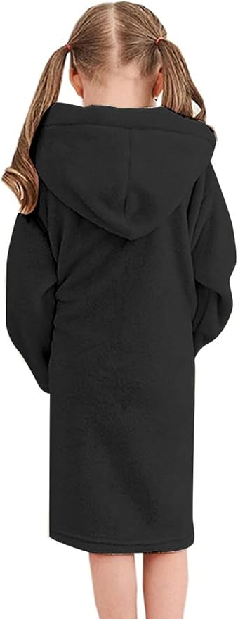 Umeyda Girls & Women Fleece Hooded Robes, Soft Fuzzy Bathrobe Warm Plush Fluffy Bath Robe for Kids Womens