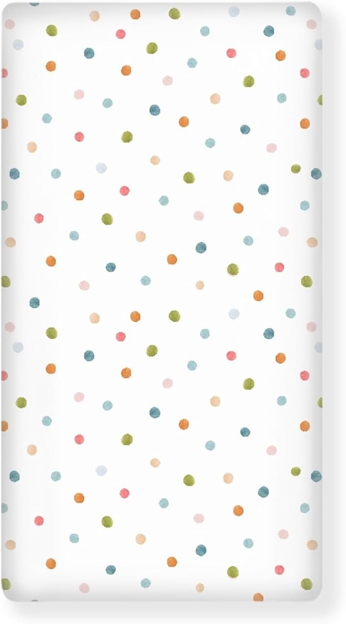 Colorful Polka Dot Fitted Crib Sheet for Boys Girls Beautiful Watercolor Pastel Spots Baby Sheet for Standard Crib and Toddler Cute Nursery Bed Mattress Sheets 28"x52"