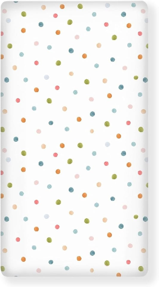 Colorful Polka Dot Fitted Crib Sheet for Boys Girls Beautiful Watercolor Pastel Spots Baby Sheet for Standard Crib and Toddler Cute Nursery Bed Mattress Sheets 28"x52"