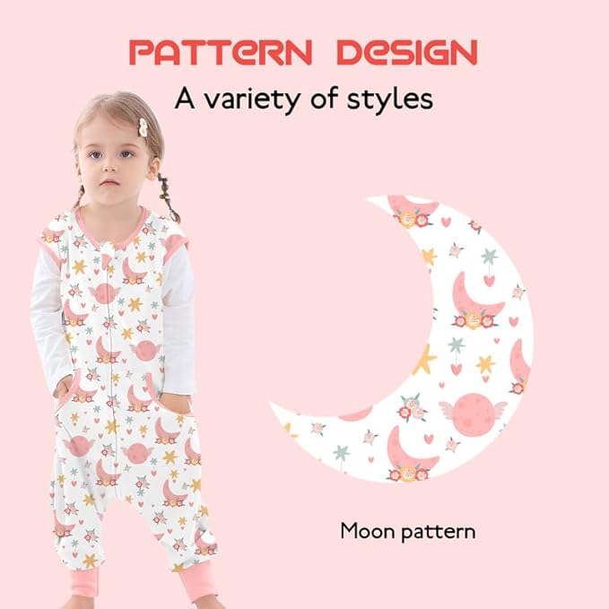 Toddler Sleeping Sack with Feet, Walker Sleep Sack, 0.5Tog (Flower 2T-3T)