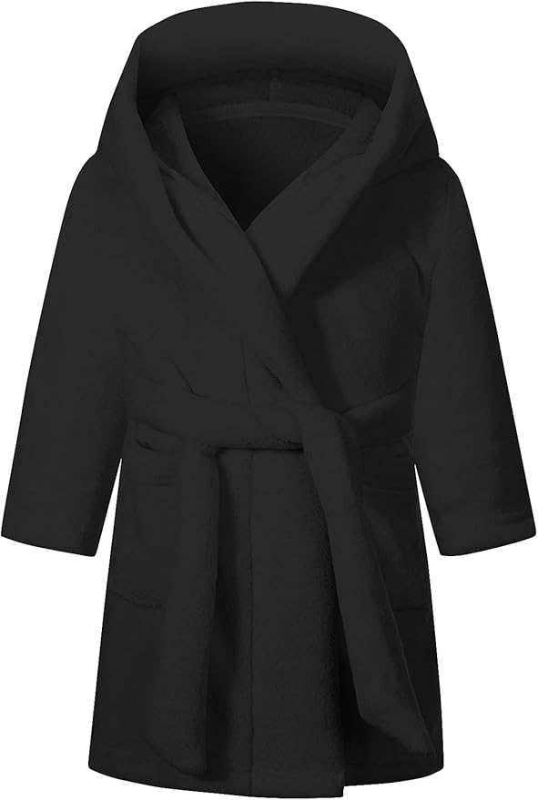 Girls Fleece Hooded Robes, Kids Soft Premium Fuzzy Bathrobe for Gifts, 2-12 Years