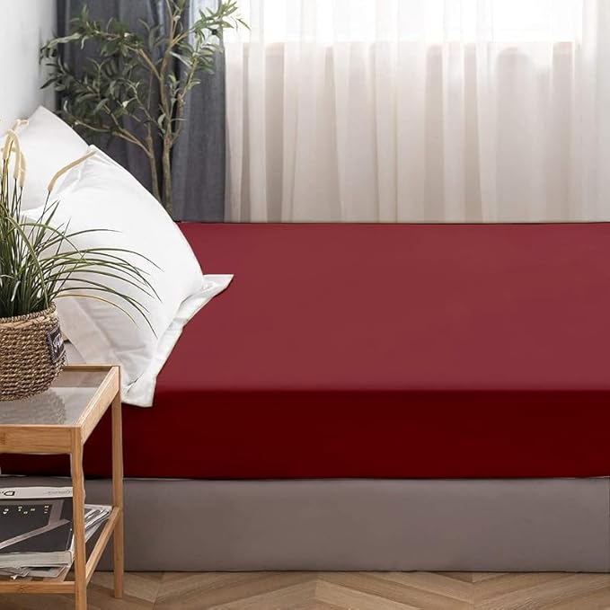 Mattress Protector Twin XL Size 100% Waterproof Zippered Cover, 15 Inches Deep, Six-Sided Mattress Encasement for Bed, Zipper Closure Style (Burgundy)