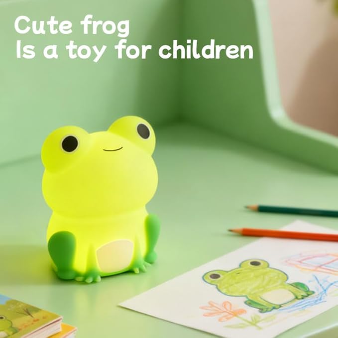 DNBFLLK Frog Night Light,Cute Night Light for Kid，Cute Frog lamp,Best Bedroom Bedside Decor Christmas Birthday Gift for Boy Girl Toddler