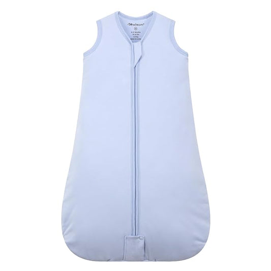 Mosebears Sleep Sack Baby Winter Wearable Blanket with 2-Way Zipper,2.5 TOG Cotton Sleep Sack Unisex (Fog Blue, 6-12 Months)