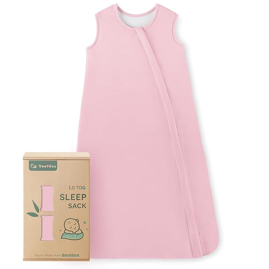 Yoofoss Rayon Made from Bamboo Baby Sleep Sack 0-6 Months 1.0 Tog Baby Wearable Blanket, Super Soft Infant Toddler Sleeping Sack 2-Way Zipper