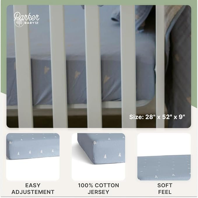 Parker Baby Soft & Durable Fitted Baby Crib Sheets | Snug Fit for Standard Crib Mattresses | Machine Washable, Fade-Resistant & Modern Nursery Designs