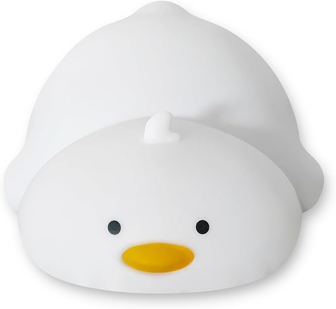loatme Night Light for Kids, Rechargeable Dimmable Silicone LED Nightlight with 7 Colors, Baby Nursery Night Lamp, Touch Squishy Lamp, Cute Gifts for Girls, Boys, Toddler Room Decor, Lying Duck