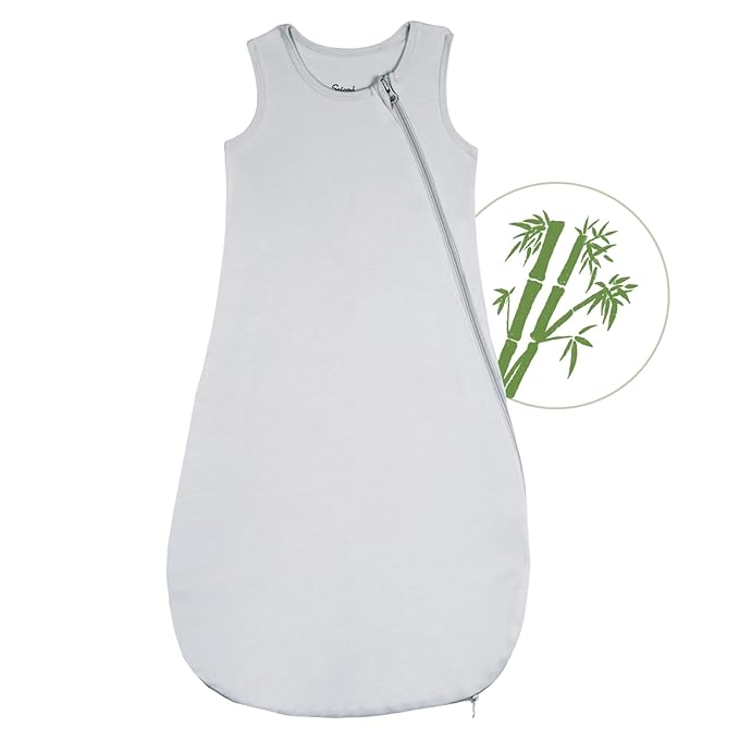 Rayon from Bamboo Sleep Sack Baby Wearable Blanket 0.5 Tog Soft Kids Sleeping Bag Toddler Sleeveless 0-6 Months Infant Newborn Swaddle Blanket 2-Way Zipper Unisex Boys Girls Sleepsack Grey