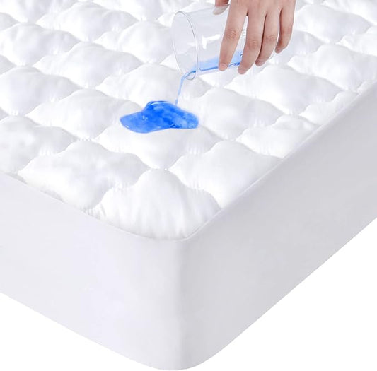 Mattress Protector Waterproof Twin Size for Kid, Soft & Cooling Twin Mattress Pad Cover Quilted for Single Bed Fitted with Deep Pocket up to 14" Depth