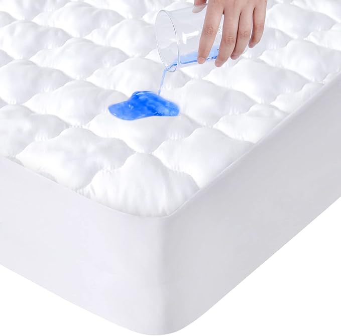 Queen Mattress Pad, Queen Mattress Protector Waterproof Quilted, Mattresses Cover Fitted with Ultra Soft & Absorbent Surface and Deep Pocket to 14 inch, Machine Washable