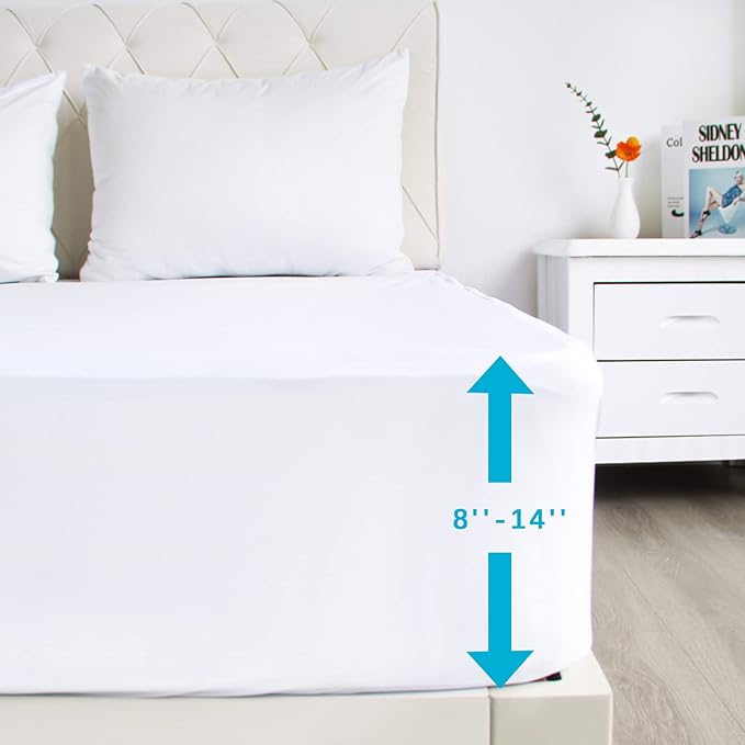 2 Pack Full Size Mattress Protector Waterproof, Noiseless & Soft Coverage Mattress Cover Fitted Sheets with Deep Pocket up to 14", Super Breathable & Easy Wash Full Mattress Protector