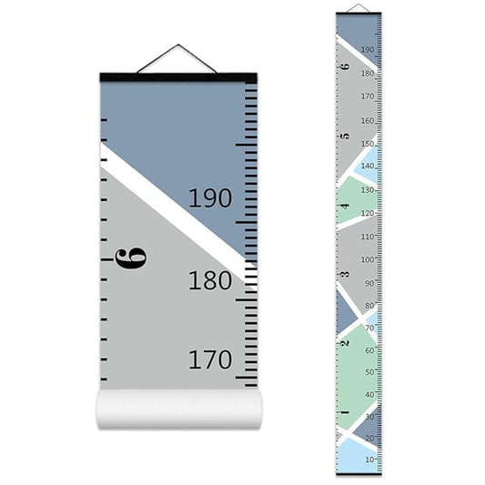 Nustila Color Block Growth Chart for Kids Baby Height Chart Ruler Removable Canvas Wooden Frame Hanging Wall Rulers Measurement Charts for Toddler Room Nursery Decor - 79"X7.9" with Black Wood