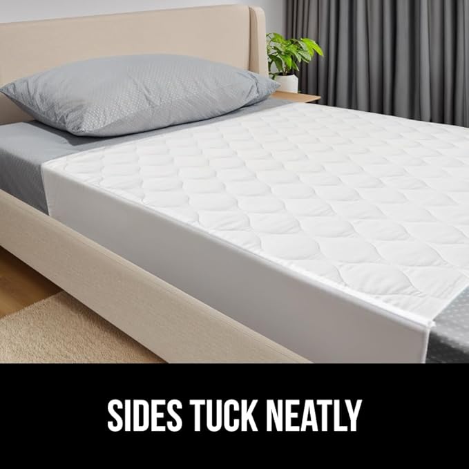 GORILLA GRIP Washable Toddler Mattress Incontinence Pads, Waterproof Bed Underpads, Absorbent Leak Proof, 34x36+19in Wings, 2 Pack Slip Resistant Pad Absorbs 8 Cups for Bedwetting Adults Kids, White