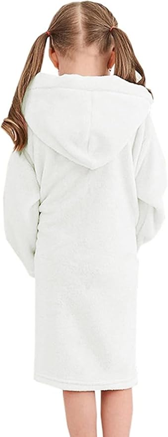 Umeyda Girls & Women Fleece Hooded Robes, Soft Fuzzy Bathrobe Warm Plush Fluffy Bath Robe for Kids Womens