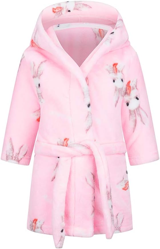 DELEY Girl's Robe Baby Boys Hoodie Robes Toddler Bathrobes for Kids Pajamas Sleepwear