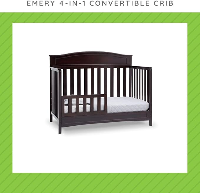 Toddler Bed Safety Guard Rail Compatible with Delta Children Convertible Cribs - Solid Wood Rail for Convertible Crib to Toddler Bed Conversion - Safety Guard Rail (Dark Chocolate - 207, #0080)