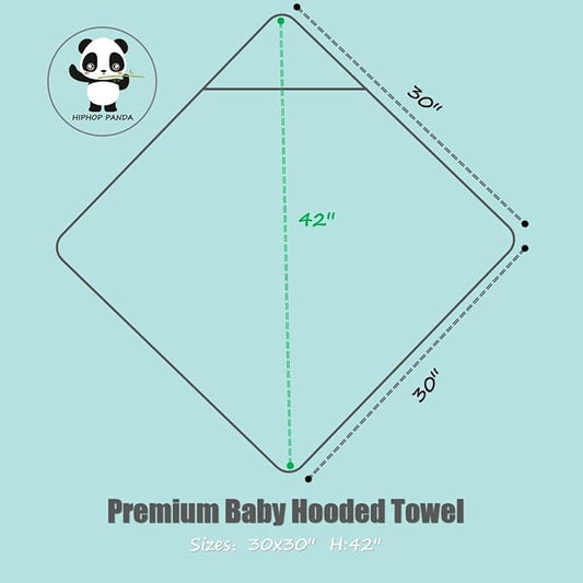 HIPHOP PANDA Hooded Towel - Rayon Made from Bamboo, Bath Towel with Bear Ears for Newborn, Babie, Toddler, Infant - Absorbent Large Baby Towel - White, 30 x 30 Inch