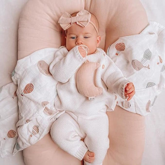 Ali+Oli Muslin Swaddle Blanket for Baby (Whales) Large 47" x 47" Soft Rayon Made from Bamboo & Organic Cotton, Machine Washable Receiving Blanket Wrap for Newborn to Toddler