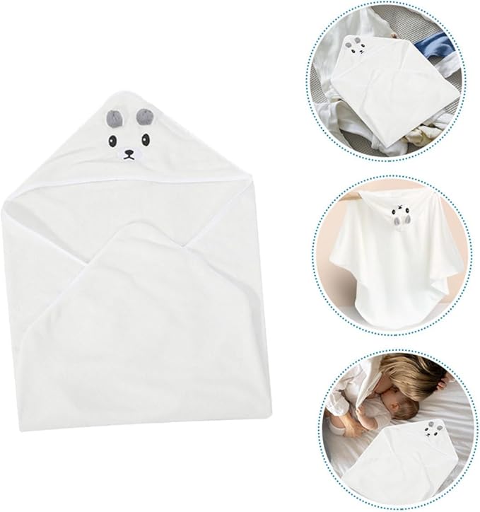 2pcs Hooded Bath Towels for Coral Fleece Soft Absorbent Animal Design Bathrobe Cape for Newborns Bath Swimming Beach Use