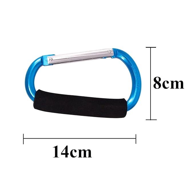 BanYakong Stroller Hooks by Baby,2 pcs Carabiner Stroller Hook Organizer for Hanging Purses, Diaper Bag, Shopping Bags. Clip Fits Single/Twin Travel Systems, Car Seats and Joggers(Sky Blue)