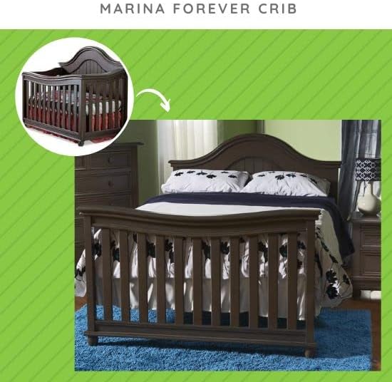 Full-Size Conversion Kit Bed Rails #1216 for Pali Convertible Cribs - Solid Wood Rail - Toddler and Adult Bed Rail for Full-Size Beds - Essential Nursery & Baby Furniture (Slate)