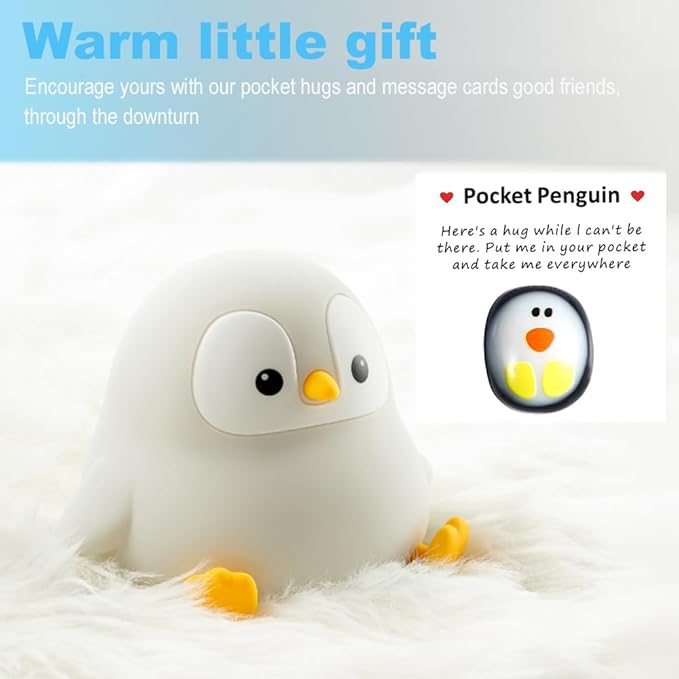 KangTen CHEN Cute Penguin Night Light for Kids Bedroom, Animal Silicone Nursery Night Lamp Touch Control Nightlights USB Rechargeable Bedside Lamp for Baby Children Toddlers Girls Gift