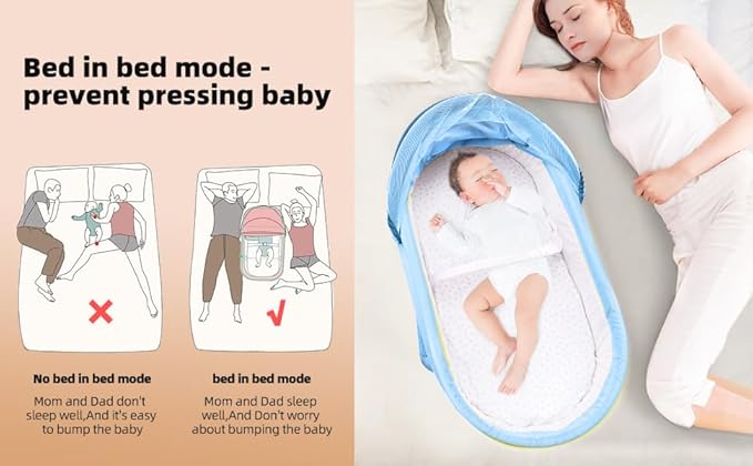 Baby Travel Bassinet Portable Bassinet (Light Blue)