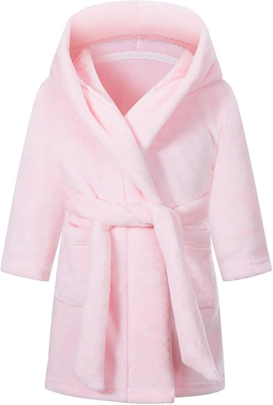 Girls Fleece Hooded Robe Warm Sleepwear for Toddler Kids Soft Fuzzy Bathrobe Gifts
