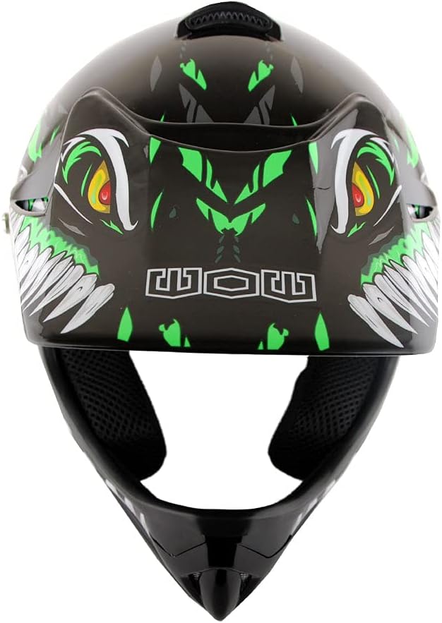 WOW Youth Kids Motocross BMX MX ATV Dirt Bike Dianosour Helmet Dragon + Goggles + Martian Youth Glove Bundle: HJOY MG Bundle