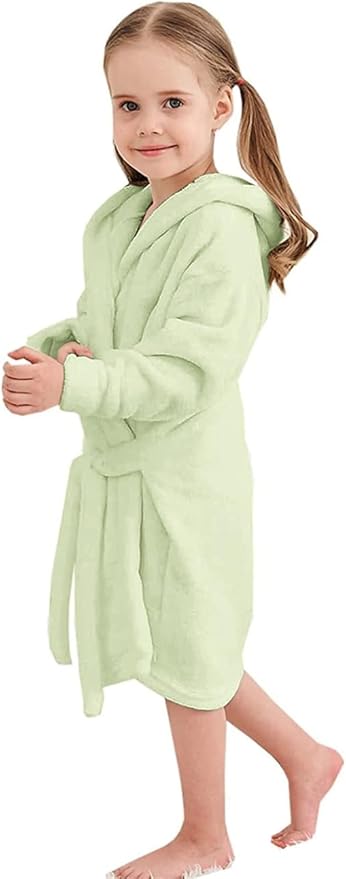 Girls Fleece Hooded Robes, Kids Soft Premium Fuzzy Bathrobe for Gifts, 2-12 Years